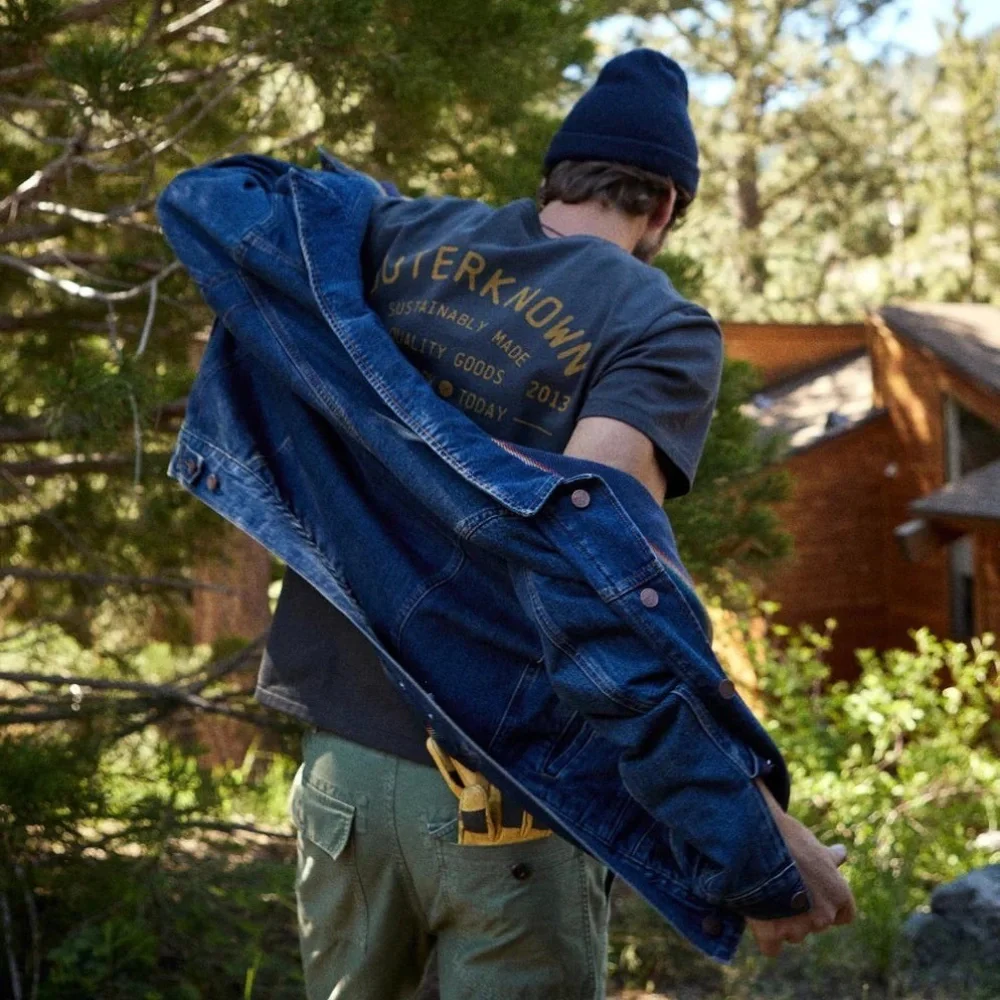 NWT Outerknown The Blanket Trucker Denim Jacket size Small